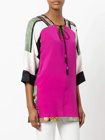 Shop Etro Tassel Tie Printed Blouse In Multicolour