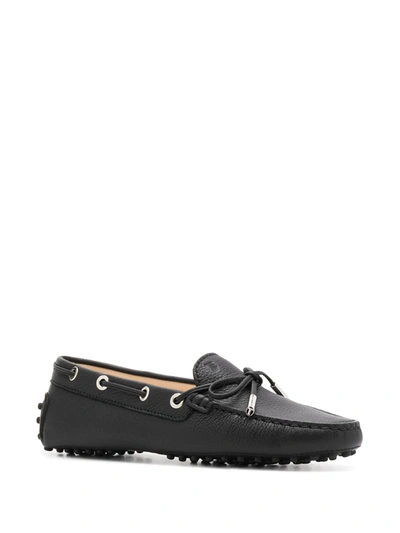 Tod's Pebbled Leather Loafers In Black