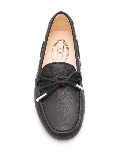 Tod's Pebbled Leather Loafers In Black