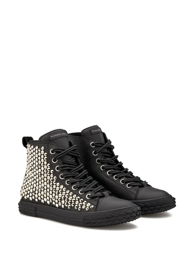 Shop Giuseppe Zanotti High Top Stud-embellished Sneakers In Black