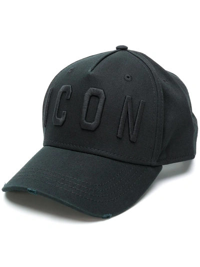 Shop Dsquared2 Embroidered Icon Baseball Cap In Black