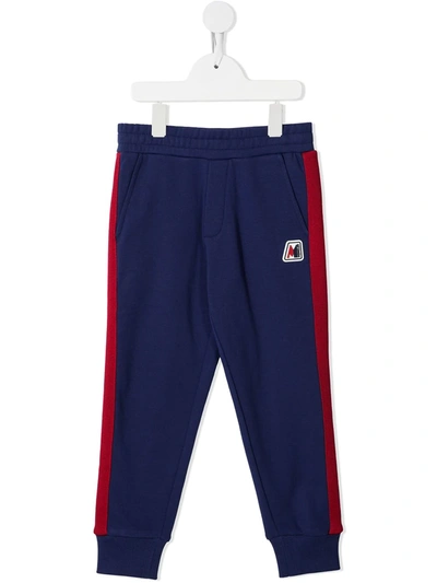 Shop Moncler Logo Patch Track Pants In Blue