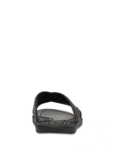 Shop Fendi Embossed Ff Motif Flat Sandals In Black