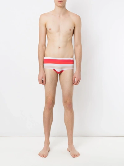 Shop Amir Slama Striped Swim Briefs In Red