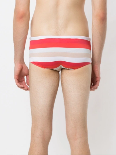 Shop Amir Slama Striped Swim Briefs In Red