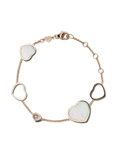 Chopard 18kt Rose Gold Happy Hearts Mother Of Pearl And Diamond Bracelet In Rose Gold