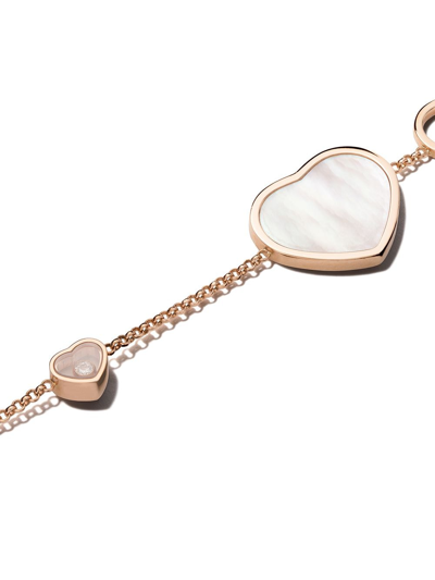 Shop Chopard 18kt Rose Gold Happy Hearts Mother Of Pearl And Diamond Bracelet
