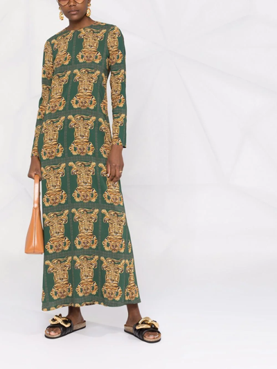 Shop La Doublej Swing Tiger-print Dress In Green