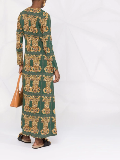 Shop La Doublej Swing Tiger-print Dress In Green