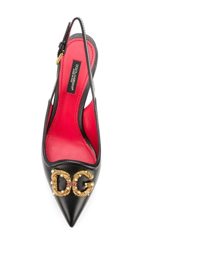 Shop Dolce & Gabbana Logo Slingback Pumps In Black
