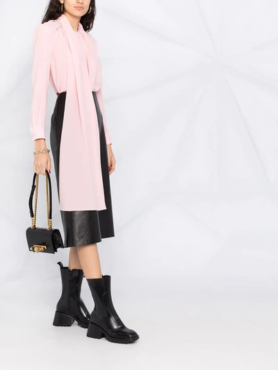 Shop Alexander Mcqueen Scarf-style Long-sleeved Blouse In Pink