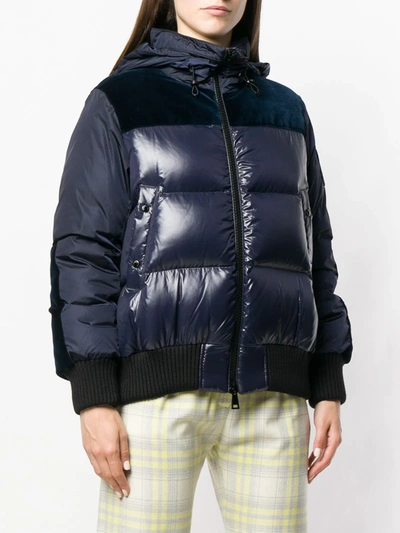 Shop Moncler Panelled Puffer Jacket In Blue