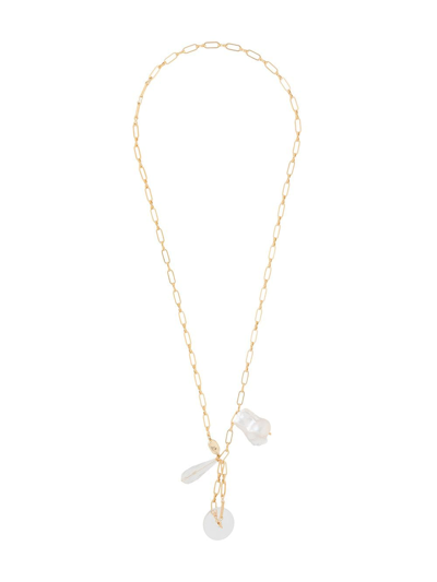 Shop Timeless Pearly Hanging Pearl Necklace In Gold