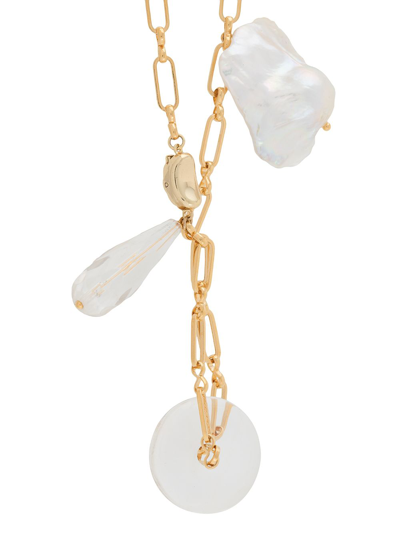 Shop Timeless Pearly Hanging Pearl Necklace In Gold