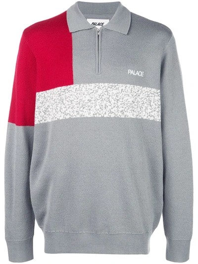Shop Palace Colour-block Zipped Jumper In Grey