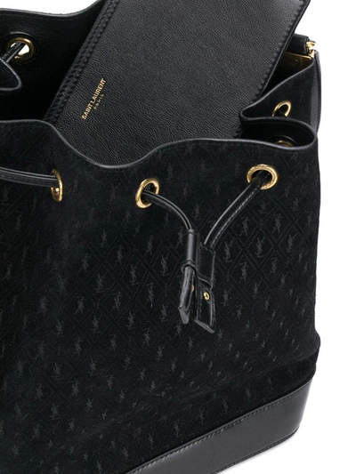 Shop Saint Laurent All-over Monogram Bucket Bag In Black