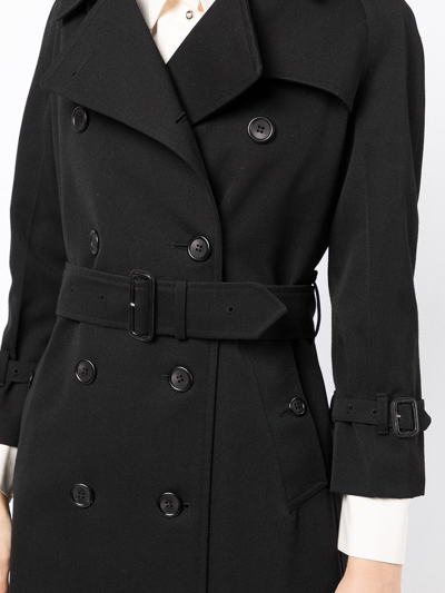 Pre-owned Burberry 1990s Double-breasted Belted Trench Coat In Black