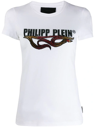 Shop Philipp Plein Ss Destroyed T-shirt In White