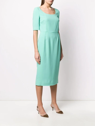 Shop Dolce & Gabbana U-neck Fitted Midi Dress In Green