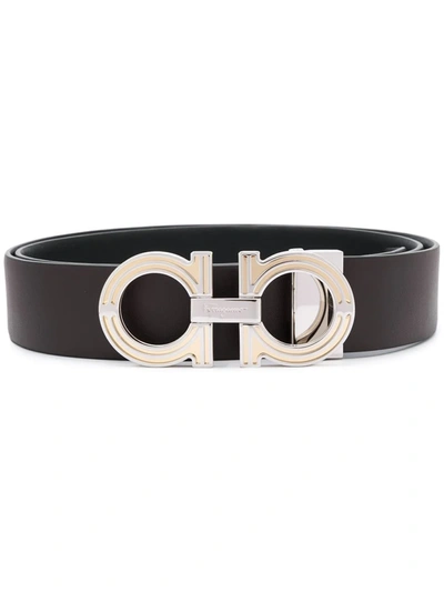 Shop Ferragamo Gancini Buckle Belt In Black