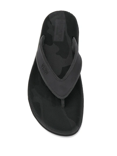 Shop Valentino Camouflage Pattern Flip Flops In Black