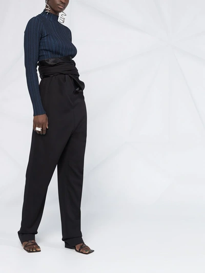 Shop Y/project High-waisted Draped Trousers In Black