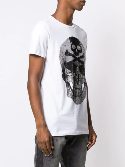 Shop Philipp Plein Rhinestone-embellished Skull T-shirt In White