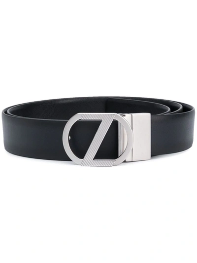 Shop Z Zegna Logo Plaque Belt In Black