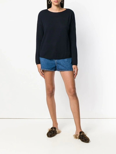 Shop Aspesi Round Neck Knitted Top In Blue