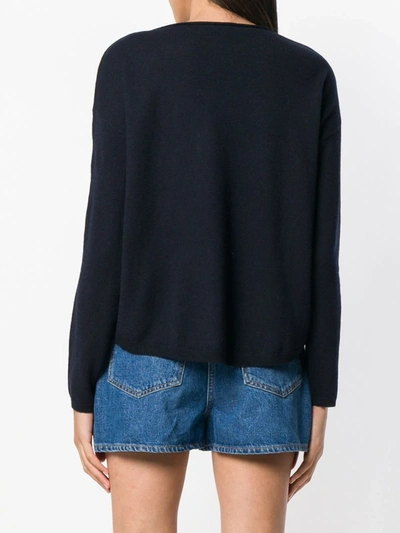 Shop Aspesi Round Neck Knitted Top In Blue