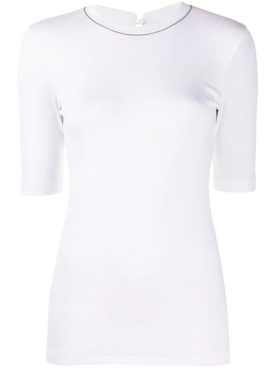 Shop Brunello Cucinelli Monili-embellished Knit Top In White