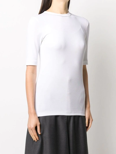 Brunello Cucinelli Woman T-shirt White Size Xl Cotton, Elastane, Brass In White