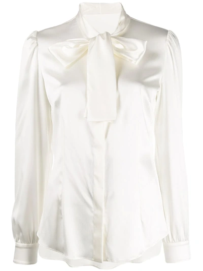 Shop Dolce & Gabbana Silk Shirt With Pussy-bow In White