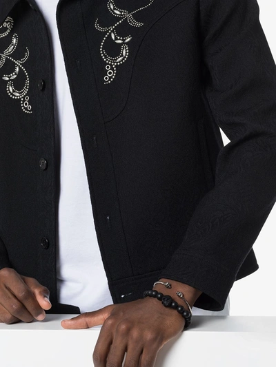 Alexander Mcqueen Skull Onyx Beaded Bracelet In Black