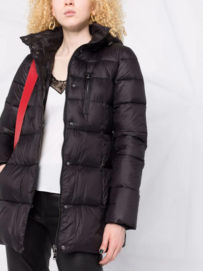 Shop Patrizia Pepe Hooded Belted Padded Jacket In Black