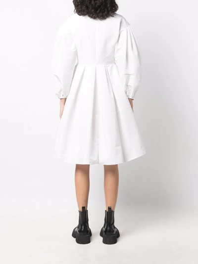 Shop Alexander Mcqueen Zip-up Puff-sleeve Dress In White