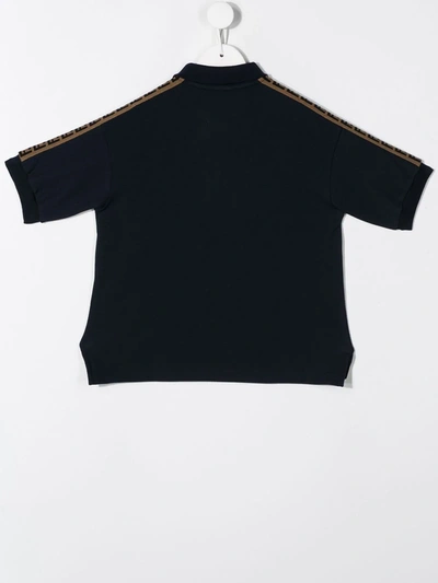 Shop Fendi Ff Stripe Polo Shirt In Blue