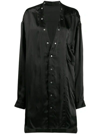 Shop Rick Owens Collarless Longline Shirt In Black