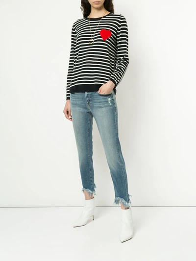 Shop Chinti & Parker Breton Stripe Heart Jumper In Blue