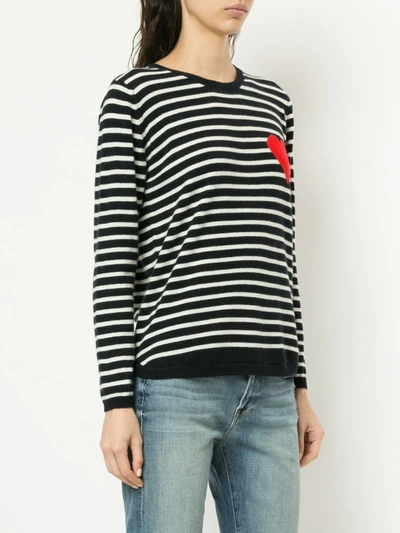 Shop Chinti & Parker Breton Stripe Heart Jumper In Blue