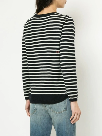 Shop Chinti & Parker Breton Stripe Heart Jumper In Blue