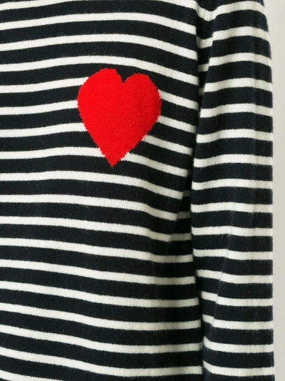 Shop Chinti & Parker Breton Stripe Heart Jumper In Blue