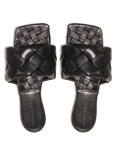 Shop Bottega Veneta Flat Woven Sandals In Black