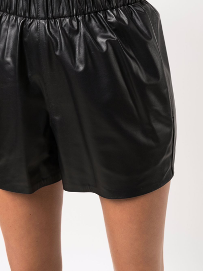 Shop Manokhi Crinkled Leather Shorts In Black