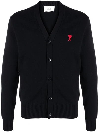 Shop Ami Alexandre Mattiussi Ami De Coeur Cardigan In Black