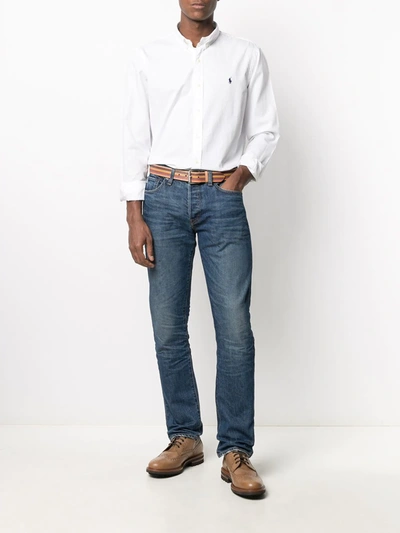 Polo Ralph Lauren Embroidered Logo Button-down Shirt In White