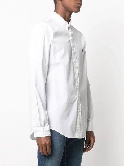 Polo Ralph Lauren Embroidered Logo Button-down Shirt In White