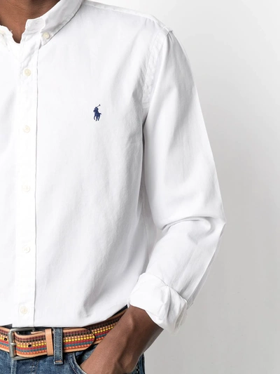 Polo Ralph Lauren Embroidered Logo Button-down Shirt In White