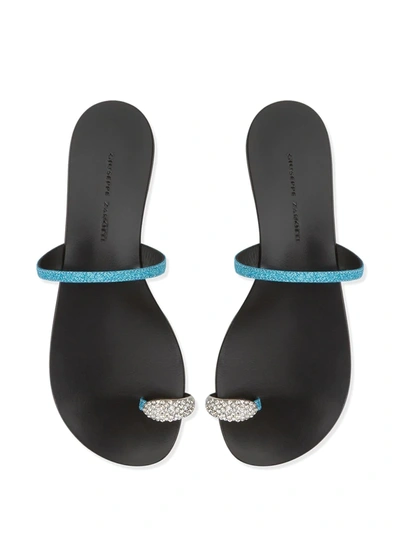 Shop Giuseppe Zanotti Ring Toe Loop Sandals In Blue