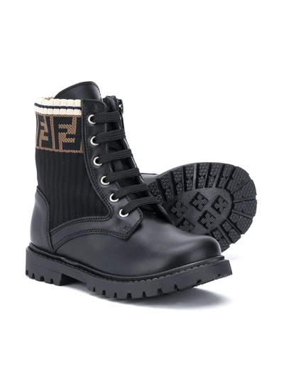 Shop Fendi Jacquard Ff Motif Booties In Black